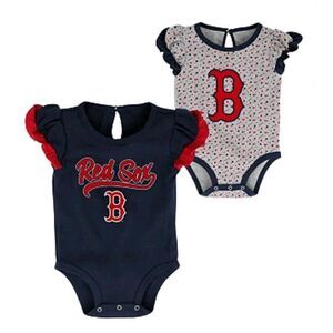 Infant Girls Boston Red Sox 2-pack Bodysuit Creepers Navy/ Gray, Size 3-6 Months